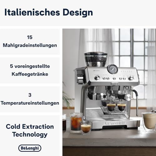 De'Longhi La Specialista Opera EC9555.M Espresso Siebträgermaschine mit Cold Brew und Espresso Cool, professioneller Milchaufschäumer, Sensor-Mahltechnologie, inklusive Barista-Kit, 1550W, Metall 2