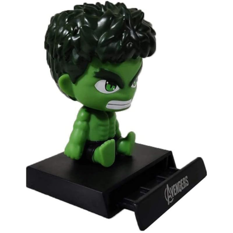 Image of Super Hero Action Figure Limited Edition Bobblehead with Mobile Holder for Car Dashboard, Office Desk & Study Table (Hulk)