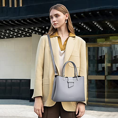 Bolso de mano para mujer estilo Hobo en gris PU miniatura 2