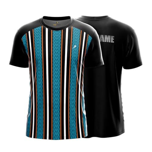 Image of YOURJERSEY Custom Sports Jersey for Men Personalised Cricket /Football /Badminton T-Shirt Customise Name, Dry-Fit Fabric Sizes 2Y-4XL Custom T-Shirt