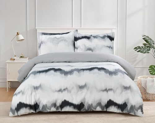 Majestic Giftware Madison Linen 4 Pcs Twin Size Bedding Set (BL512-T-4pcs) Frosty Bliss 300 TC Cotton Sateen Durable & Washable | 1 Fitted Sheet, 1 Duvet, 2 Pillowcases - Ritz Collection