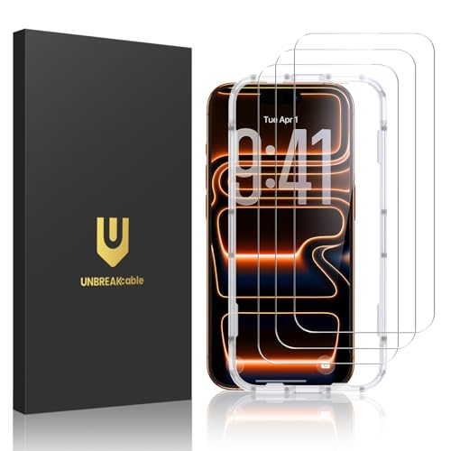 UNBREAKcable 3-Pack Screen Protector for iPhone 17 Pro Max Double Shatterproof Tempered Glass [Easy Installation Frame] [9H Hardness] [99.99% HD Clear] [Case Friendly] for iPhone 6.9 inch
