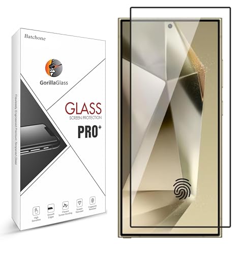 Image of BATCHONE Tempered Glass Screen Protector Compatible for Samsung Galaxy S24 Ultra 5G(Black) with Edge to Edge Coverage and Easy Installation kit