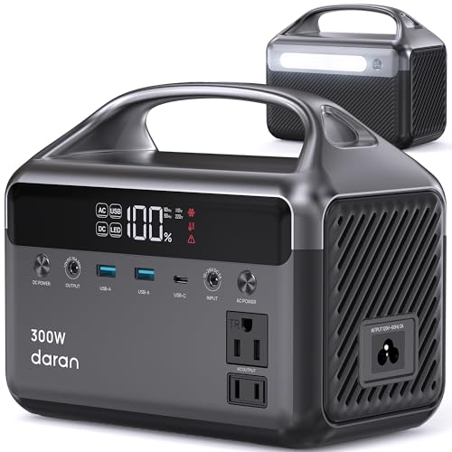 DaranEner Portable Power Station, 300W (Surge 600W) 192Wh(60,000mAh) Power Bank with 110V AC Outlet,...