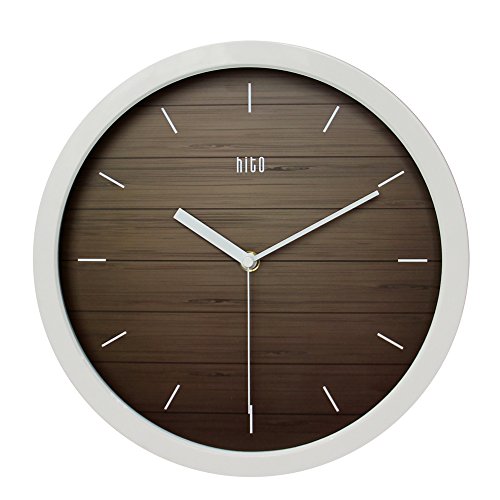 HITO Silent Wall Clock Non Ticking 12 inch Excellent Accurate Sweep Movement, Modern Decorative for Kitchen, Living Room, Bathroom, Bedroom, Office (A whiteframe)