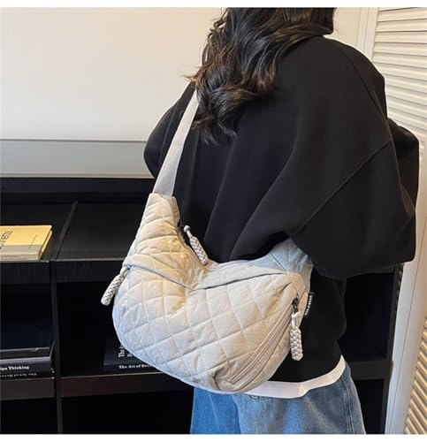 Image of Crescent Shoulder Bag Nylon Crossbody Bag for Women Nylon Hobo Bags Slouchy Sling Purse Dumpling Bags