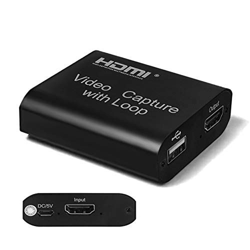 ULBRE Video Capture Card with Loop, HDMI to USB 2.0 High Definition 1080p 30fps - Record to DSLR Camcorder, Computer for Gaming, Streaming, Teaching, Video Conference or Live Broadcasting