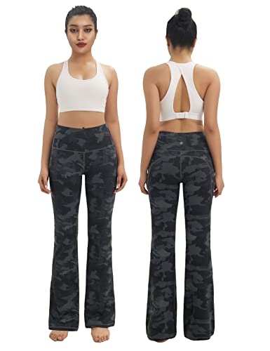 Image of BUBBLELIME 29 inch /31 inch /33 inch /35 inch /37 inch Women High Waist Bootlegs Yoga Pants Tummy Control Bootcut Workout Flared Out Pockets