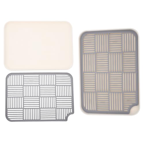 BESTonZON 2個 キッチン用多機能水切りトレー 素材製で耐久性と 性確保 シンプルデザインの食器収納 水切り皿 家用排水皿 カウンター用水受け