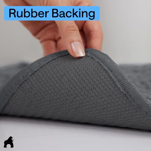 Image of GORILLA GRIP SoakSTOPPER Dog Door Mat, 60x36 Machine Washable Rug Absorbent Doormat Captures Moisture Mud Dirt, Quick Dry Soft Chenille Entryway Rugs Indoor Entrance Mats for Dog Paws, Charcoal