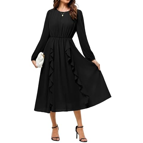 JASAMBAC Elegant Chiffon Midi Dress Cover