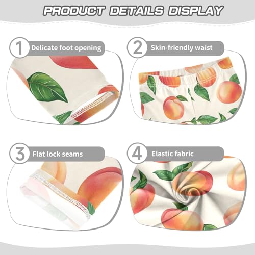 Wusikd Peaches Fruits Girls' Leggings Toddler Doodles Kids Yoga Pants Dance Active Tights 4T3