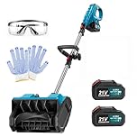 ZEEKMUSS 21V Cordless Snow Blower, 32 cm Electric Snow Shovel, Brushless Motor, Adjustable Handle, 2 Batteries Included (2 Battery Set)