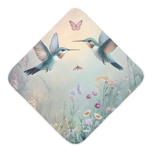 PaChyLuu Hummingbirds Baby Hooded Towel Soft Cotton Baby Towels Ultra Absorbent Bath Towel for Babies Boys Girls, 35x35 Inch