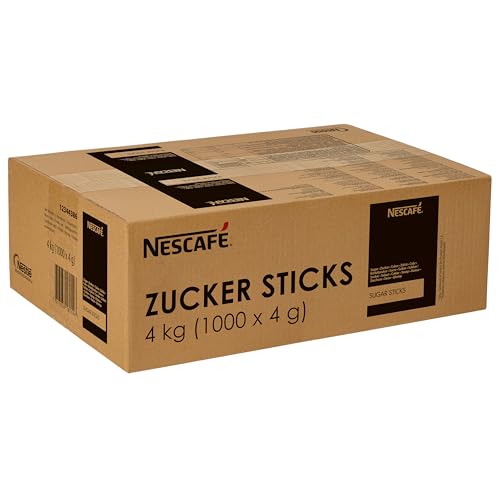 NESCAFÉ Zuckersticks individuelle Packung zum Süßen von Kaffee Tee heißer Schokolade Karton mit 1000 Sticks à 4g 4kg