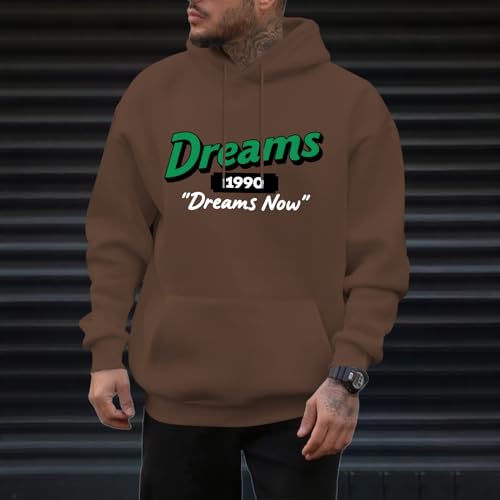 Men's Hoodies Pullover - Letter Print Drawstring Pullover Hoodies,Fashion Sweater Loose Fit Fall Tops2