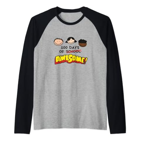 100 Days of School - 100 Days of Awesome - Kindergarten Raglan Baseball Tee Cover