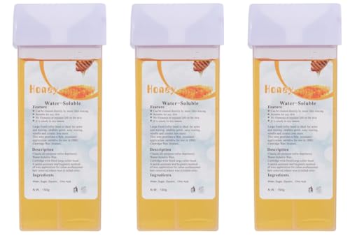 Beauty7 Roll On Cartucho de Cera 150g x 3 Roller Recambio de Depilatoria Cera Profesional de Miel Natural Cartuchos de Cera para Depilación con Bandas Depilatorias de Piernas, Axilas, y Cuerpo