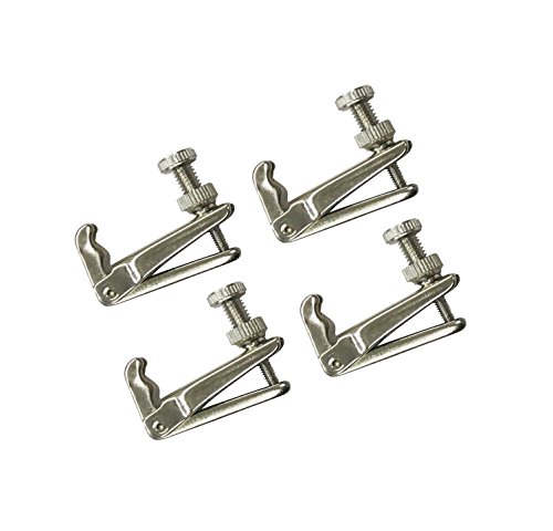 MI&VI Premium VIOLIN Fine Tuners, Adjusters - Stainless Steel, Silver, 4Pcs (Violin 4/4)