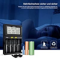 Universal akku Ladegerät, 18650 Baterieaufladegerät mit 4 Schacht, LCD-Display Batterien Ladegerät für Li-Ion LiFePO4 NI-MH NI-Cd AA AAA C 18350 18500 18700 20700 21700 26650 RCR123. – Ansicht 8