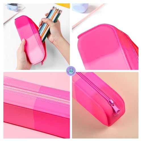 Image of Silicone Pencil Box Pouch for Girls & Boys | Aesthetic Pouches for Stationery for School | Pencil Case Pouch | Pencil Bag for School | Pen Pencil Pouches for College Girls Boys, Pink