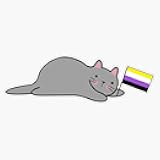 Cat with A Non-Binary Pride Flag Bumper Sticker Vinyl Decal 5