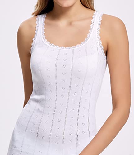 Vavonne Camisole For Women, All Cotton, Airy Soft Comfy Tank Tops Cami Undershirt (Wide Strap/White, Medium) #TOP3