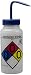 Bel-Art F12416-0003 GHS Labeled Safety-Vented Deionized Water Wash Bottles; 500ml (16oz), Polyethylene w/Blue Polypropylene Cap (Pack of 4)