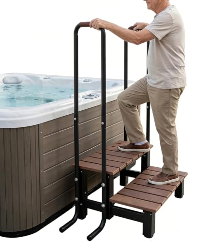 Errzom Whirlpool-Stufen mit Handläufen, Whirlpool-Treppen, Spa-Stufen, Badewannen-Stufenleiter, Wohnmobil-Stufen, Tragkraft 550 LB, 2 Stufen, Pool-Treppen