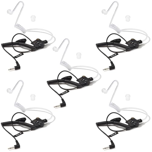 Auriculares de tubo acústico HYS de 3,5 mm para seguridad y eventos con clip de ropa negro