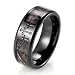 SHARDON Men's 8mm IP Black Titanium 3 Crosses Real Forest Camo Ring