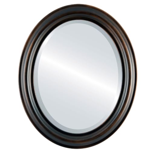 OVALCREST Oval Beveled Wall Mirror for Home Decor - Philadelphia Style - Rubbed Bronze - 28x34 Outside Dimensions
