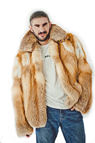 Mens Fox Fur Coat Winte Jacket 