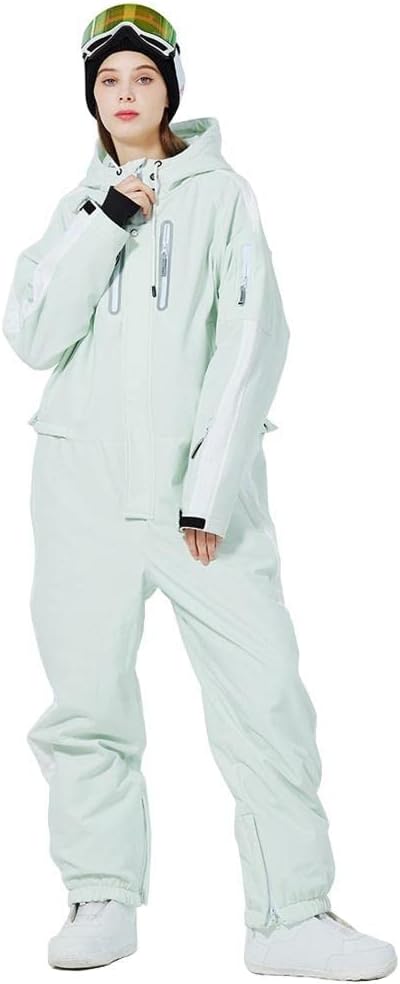 ALSOGO Women One Pieces Ski Suits Jumpsuits Waterproof Insulated Snowsuit Overalls with Detachable Belt for Snow Sport