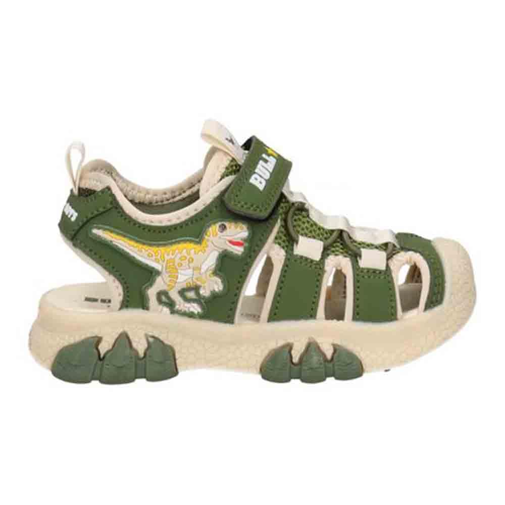 Bull Boys Velociraptor DNCL5053 Verde Sandali Bambino luci Punta Chiusa Strappo Tessuto