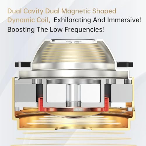 CCA ND DD3 4トーン調整可能インイヤーモニターヘッドホン、デュアルキャビティデュアルマグネティックダイナミックIEMイヤホン、クリアサウンド＆ディープベースイヤホン有線、2ピン取り外し可能ケーブル付きゲーミングイヤホン (マイク付き-3.5mm, ブルー)
