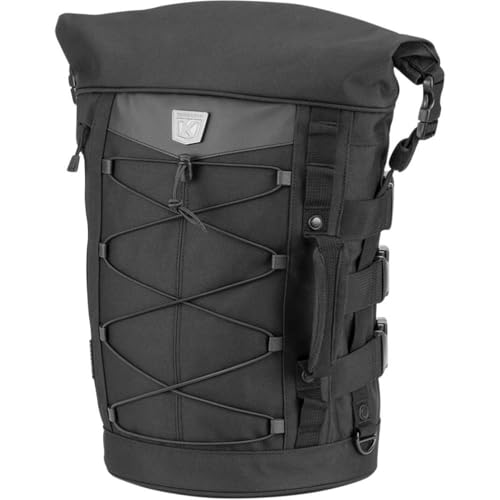 Kuryakyn Mala de viagem Momentum Deadbeat expansível para motocicleta 5223: bolsa esportiva resistente ao clima com tiras de barra Sissy, preta