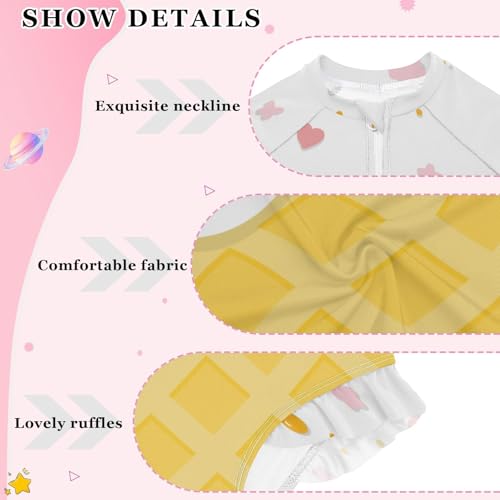 Image of Girls One Piece Swimsuits Long Sleeve Rash Guard Bathing Suit Rash Guard Quick Dry UPF 50+ Swimwear for Kids 3-12