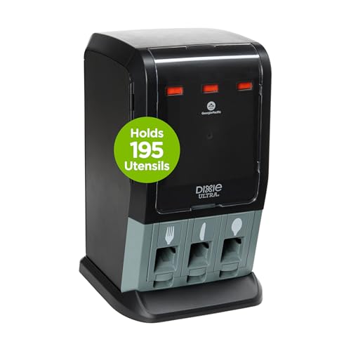 Image of DIXIE ULTRA SMARTSTOCK MINI TRI-TOWER CUTLERY DISPENSER BY GP PRO (GEORGIA-PACIFIC), SERIES-T, BLACK, DUSSTDSP3MINI