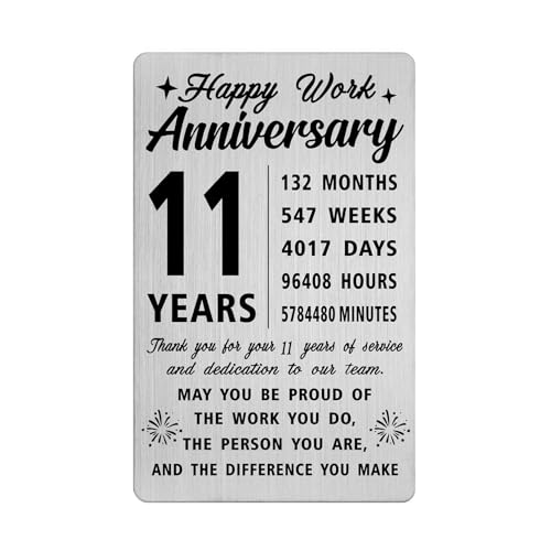 Richesele 11th Work Anniversary Card - Happy 11 Year 11th Work Anniversary Decorations - Thank You 11 Years Work Gifts