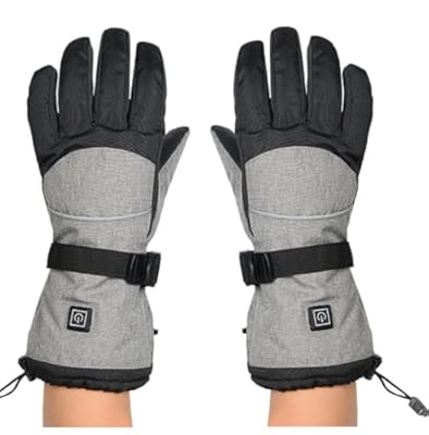 Rechargeable Heated Gloves, Electric Battery Heated Motorcycle Gloves with 3 Heating Level, Waterproof Winter Touchscreen Warming Gloves for Outdoor Work, Snowboarding (Without Rechargeable, 12.59in)