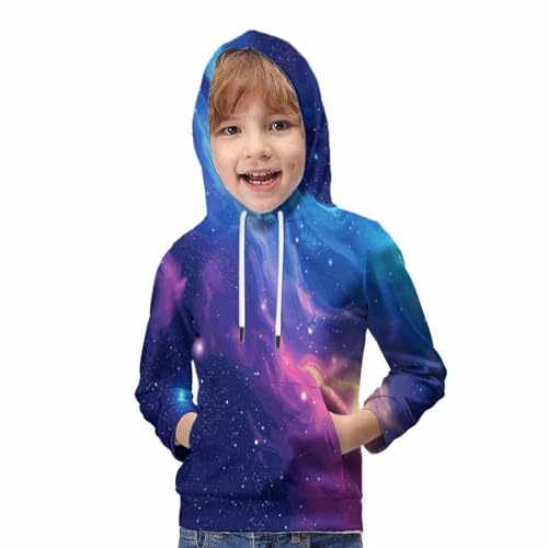 Pull à capuche drôle avec poche imprimé étoiles cosmiques pour ados - 5