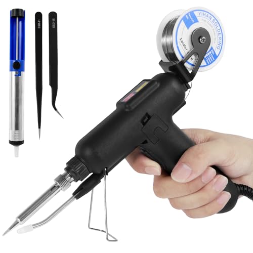Soldering Iron Kit, 80W Automatic Electric Welding Gun for One-hand Welding Repair and DIY, Portable Soldering Repair Tool,Auto Send Tin Soldering Gun Kit with Desoldering Pump