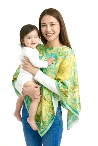 Le Veiléa 3-in-1 Silk Nursing Cover – 100% Silk Twill Breastfeeding Cover, Baby-Friendly, Converts to Poncho & Scarf – Lightweight, Breathable, Stylish Mom Essential