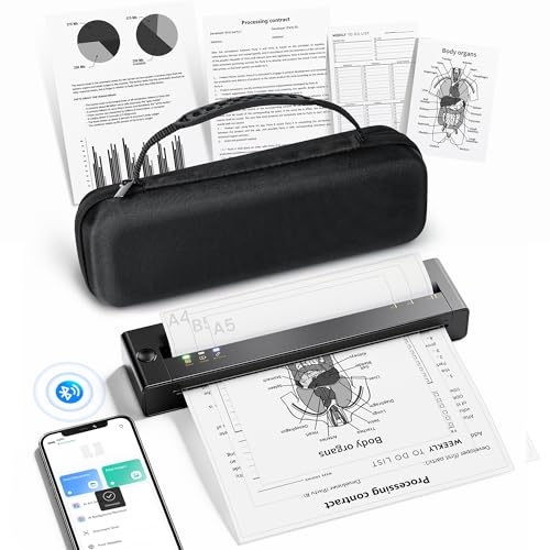 Image of TATTMUSE Portable Printer Wireless for Travel with a Carry Case, Inkless Thermal Printers Support 8.5 inch X 11 inch US Letter Size, Bluetooth Mobile Small Printer Compatible with iPhone Android Laptop