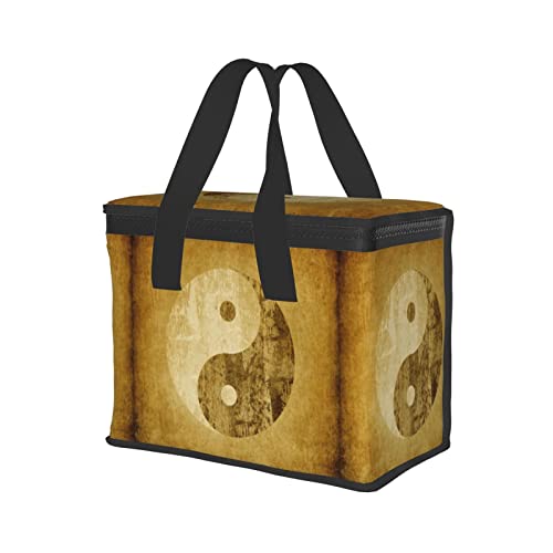 Bolsas de compras aisladas con símbolo de Yin Yang, bolsas térmicas aisladas para alimentos fríos y calientes, bolsa térmica aislada, cremallera resistente, plegable, para transporte de alimentos