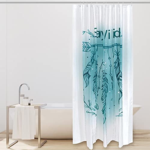 Rideau de douche anti-moisissure étanche Blue Feather Boho pour en finir avec l'eau au sol - 3