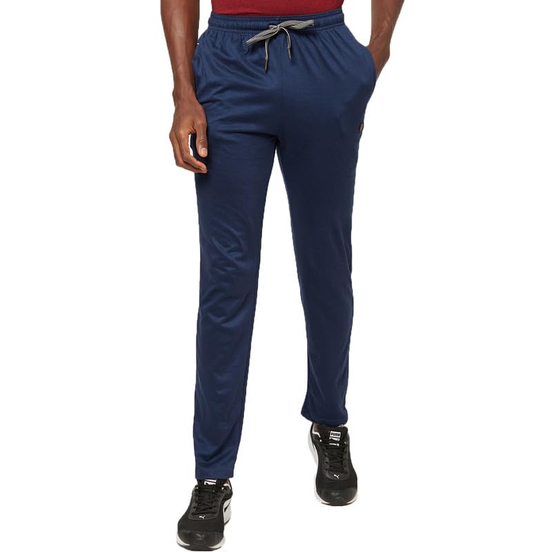 Image of sporto Anthra Melange Modern Slim Fit Track Pants for Men with Zippered Pockets