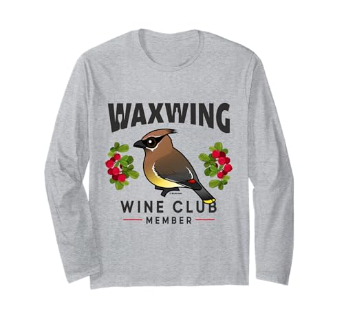 Cute Cartoon Cedar Waxwing Wine Club Funny Birdorable Bird Long Sleeve T-Shirt