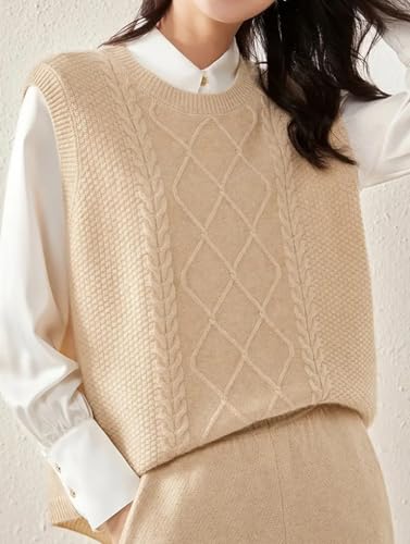 Image of Womens Knit Sleeveless Crewneck Sweater Vest 2025 Knitwear Tank